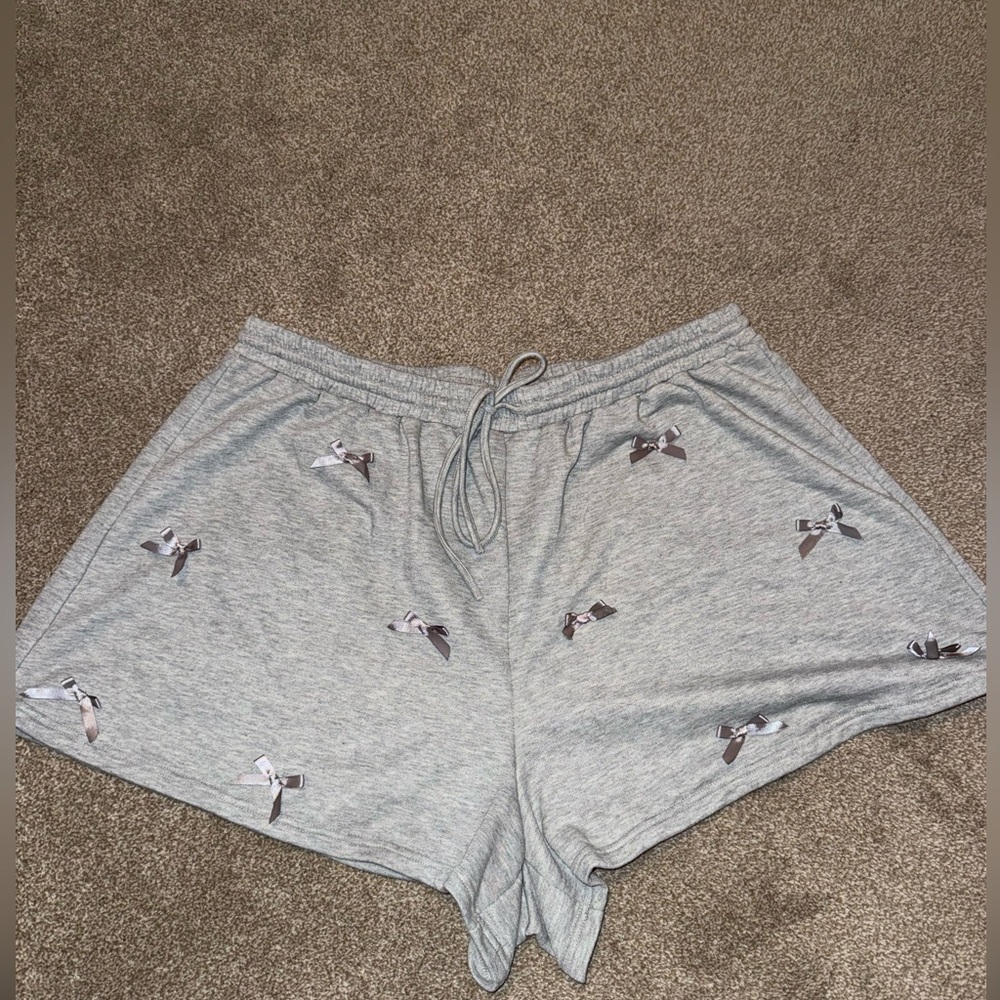 Light Grey Shorts with Satin Bows